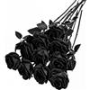 Witeygai 10 rose nere artificiali, a forma di rosa finte, in seta, da sposa, per giardino, feste, bouquet di nozze, giardino, soggiorno, hotel, ufficio, decorazione