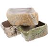 SILENRADAWN Set di 3 Vasi in Ceramica a Forma di Pietra Rettangolari con Foro di Drenaggio per Piante Grasse e Succulente, per Soggiorno e Tavolo