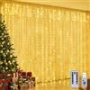 HeiPard Tenda luminosa per interni, 3 x 2 m, 200 LED, luce bianca calda, con timer | 8 modalità, timer e funzione di memoria, impermeabile, per interni ed esterni, tenda luminosa natalizia per finestre