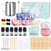 KEARLGMBH kit candele fai da te Set candele profumate con 480g cera soia, 9 barattoli per candele, 8 blocchi di colore, 100 stoppini e adesivi per candele, 4 adesivi