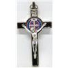 GTBITALY 10.001.11 MS croce di san benedetto deluxe misura 8 cm nero medaglia inri smaltato a mano argento esorcismo esorcista