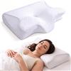 FralEcoPlus Cuscino Cervicale Per Dormire in Memory Foam, 2 in 1 Guanciale Ergonomico a Doppia Altezza per Dormire su Fianco Schiena e Pancia, Supporto Collo Spalle Antirussamento, Federa Sfoderabile