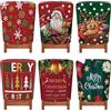 Treer Coprisedia Natalizi Schienale 6 Pezzi, Coprisedia Natalizio con Cappello Coprisedia Elasticizzati Natalizia per Feste e Ristoranti Decorazioni (Buon Natale)