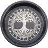 CREATCABIN Ciotola per Offerte Albero della Vita Altare Rituale Piatto Acciaio Inox Cristallo Nero Contenitore Ciotola Piatta Vassoio Rotondo Piatto Preghiera Portacandele Piatto Gioielli 20x2.6cm