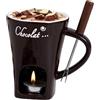 Generico Set per fonduta di candele da tè, set di tazze per fonduta di cioccolato - Tazza per fonduta di cioccolato in ceramica con pentola calda - Scaldaburro riscaldante Melting Pot per tè e cioccolato per c