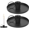 HongSiFang 2 Pz Portacandele Porta Candele da Tavolo Moderno, Portacandele in Metallo Nero, Portacandela Affusolate, Candelabro Vintage per Camera da Letto, Tavolo da Matrimonio, Decorazione Natalizia