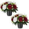 MXYZQDE Set di 2 pezzi di fiori artificiali per cimitero, decorazione per tomba in fiori artificiali, come veri, facili da pulire, durevoli, per esterni, dal design elegante