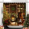 SDOTPMT 122x183cm Tenda da Doccia Buon Natale - Albero di Natale, Camino, Regalo, Bagno Annata, Prenotare Ripiano, Inverno Vacanza, Pino Foglia - Poliestere con Ganci