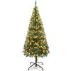Aigostar Albero di Natale Artificiale da 150 CM,con Catena di Luci LED da 13 M,200 LED Bianco Caldo,8 Modalità di Illuminazione,280 Rami,Colore Verde,Include Supporto in Metallo.