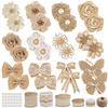 GUIFIER 30 PZ Set di fiori di tela da, include 24 fiori e fiocchi di tela fatti a mano, 5 rotoli di nastro di tela di pizzo, 1 nastro di Spago e punto di colla per decorazioni per feste di