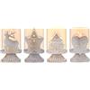Sziqiqi Set di 4 Candelieri Candelabri Candelabro Portacandele in Metallo Antico, Candelabro Uragano Shabby Centrotavola per Decorazione Natalizia del Camino del Mantello da Tavola di Natale, Bianco