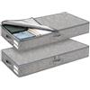 Xltionomix Set di 2 cassettiere da 85 x 40 x 12 cm, in lino, con doppia cerniera e | Contenitore sottoletto, struttura rinforzata, pieghevole e salvaspazio, per vestiti, biancheria da letto e coperte