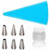 Tolanev Kit Sacca Poche Pasticceria 8 Pezzi Riutilizzabile per Torte e Cupcake | Silicone Alimentare Antiscivolo, 6 Bocchette Acciaio Inox, Adattatore Incluso, Macaron e Biscotti, Principianti