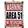 KUSTOM ART Quadro da Parete Serie Citazioni & Aforismi Warning Area 51 No Trepassing Stampa su Legno 25x18 cm.
