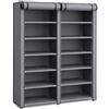 Generico Scarpiera in Tessuto Grigia 120 x 30 x 110 cm, Organizer Portascarpe Salvaspazio con Ripiani, Copertura Avvolgibile, Struttura con Tubi e Connettori, per Ingresso Camera e Cabina Armadio