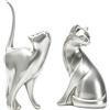 GOPERFUMME 2pcs Gatto Statuetta, Scultura Decorativa Moderna Resina, Ornamenti Statua Astratta, Resinoso Gatto Design Casa, Statuette Figurine Decorazione, Moderni Soprammobili Scultura (Argento)