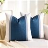 Aisybaklyn Copricuscini Divano di Federa Moderna di Beige e Blu Navy Giunzione Quadrato 40x40 cm 2 Pezzi Cuscino Cuscini per Divano Grigio per Divano da Letto Soggiorno Decorazione Della Casa