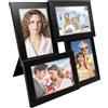 Gentpovth 12 x 12 pollici Portafoto Multiplo in Legno nero, Legno Cornici per 4 Foto, Cornice Multiple portafoto da parete o da tavolo, Collage Family Desktop, per Soggiorno Camera Letto