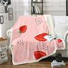 Loussiesd Coperta in pile con fragole, per bambine, con motivo fragole, colore rosso e fragola, con frutta tropicale, coperta fresca e vivace, colore rosa, per letto, poltrona, camera da letto, 70 x 100 cm