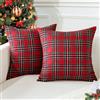 JOTOM Set di 2 Fodere per Cuscini Buffalo Controllo Plaid Copri Cuscino per Casa Divano Auto Plaid natalizi Tartan Federe Decorative 40 x 40 cm (Rosso)