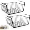YIYAXIN 2 Cestino Portaoggetti Sospesa Metallo, Cesto Appendere Sotto Mensola Mobile Rimovibile, Cestello Sospeso Filo Metallico Sottoripiano Organizer Cucina per Armadi Scaffali Armadi Bagno, Ufficio (Nero)