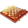 StonKraft Set di scacchi 31 x 31 cm in legno Premium fatto a mano - Set magnetico pieghevole in legno con contenitore