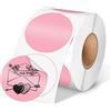 Phomemo Etichette adesive termiche con cerchio rosa, 6,5 cm, etichette adesive rotonde autoadesive, etichette adesive multiuso per logo fai da te, codice QR, inventario-rosa, 750 etichette/1 rotolo
