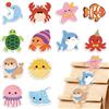 MAYJOYDIY Chiusura per sacchetti con motivo animali marini, in acrilico, a | 24 fermagli per sacchetti in 12 stili, delfino e tartarughe, graziose clip per sacchetti con squalo, medusa