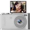 Kaeltsyn Fotocamera tascabile portatile 4K da 3, White WITHOUT MEMORY CARD | Luce riempimento anteriore, stile retrò per i viaggi degli utenti occasionali