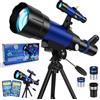 HUGERSTAR Telescopio Astronomico per Adulti, Bambini e Principianti, 80/400 mm Telescopio Rifrattore Portatile, 16X-120X, Compatto da Tavolo con Treppiede e Adesivi Spaziali per Luna, Stelle e Natura