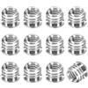 QUARKZMAN Adattatori a vite 12 Pezzi 1/4-20 Femmina a 3/8-16 Femmina | 10 x 7.5mm, Ottone, Argento, Convertitori per filettatura treppiede, Supporto stabile, per fotocamera/monopod/DSLR/SLR video