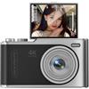 Kaeltsyn Fotocamera tascabile portatile 4K da 3, Black WITHOUT MEMORY CARD | Luce riempimento anteriore, stile retrò per i viaggi degli utenti occasionali