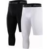 Roxdme 2 Pack Men's 3/4 One Leg Compression Capri Tights Pants Basketball Athletic Running Sleeve