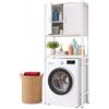 Relaxdays Mobile per lavatrice, bianco | 3 vani, sopra WC e asciugatrice, legno, MDF e acciaio, HLP 170x64x27 cm