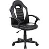 Dmora - Sedia da Gaming Hervey, Poltrona da Gaming Ragazzo, Sedia da scrivania, Cm 56x55h89/100, Nero e Bianco