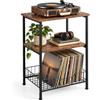 Relaxdays Tavolo per giradischi, 3 livelli, industriale, marrone e nero | Dimensioni (altezza x larghezza x profondità): 64,5 x 40 x 30 cm, ferro, MDF, scaffale per giradischi