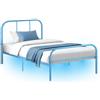 FurnitureR Letto in metallo, 90 x 200 cm, con illuminazione a LED, letto singolo con luce LED in 25 colori, struttura in acciaio con rete a doghe, letto moderno per camera da letto, camera dei ragazzi