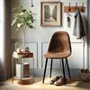 FurnitureR Set di 4 poltrone comfort - Simitato di velluto marrone, schienale imbottito, base a croce in metallo, comoda poltrona lounge per soggiorno