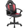 Dmora - Sedia da Gaming Hervey, Poltrona da Gaming Ragazzo, Sedia da scrivania, Cm 56x55h89/100, Nero e Rosso