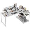 JUMMICO Scrivania Angolare a L 160x80 cm Design Moderno Bianco | per Computer con Ripiani e Divisori - Compatta per Studio, Lavoro e Gaming, Ideale per Camera da Letto e Ufficio