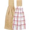 Ritz Kitchen Wears Solido Cucina Appeso Tie Asciugamano, Biscotti, Biscotti, 2 Pack Checked & Solid