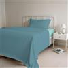 Italian Bed Linen COMPLETO LETTO PIAZZA E MEZZA NATURAL COLOR 100% Cotone - Prodotto in Italia - Sopra 180x300 cm, Sotto 120x200 cm, Federa 50x80 cm Tinta Unita - DoubleFace - Ottanio/Acqua
