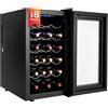 CLKAX Frigorifero per vino, 18 bottiglie, 46 l, con porta in vetro | Intervallo di temperatura di 12-18 °C, silenzioso da 38 dB, 5 ripiani regolabili, pannello touch a LED e illuminazione