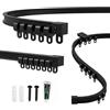Generic Binario Tenda Soffitto Flessibile, Binario per Tende Scorrevole e Pieghevole, Kit Binario Tenda Curva con Rulli Muti 1m-6m per Camper, Tenda da Doccia e Separazione Ambienti(Nero,5m)
