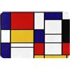 GrAtka Zerbino da Esterno, Zerbini Antiscivolo per Ingresso Interno, Tappeto per Esterno da Terrazzo 40x60 cm, Composizione Colore Artistico Stile Mondrian Rosso