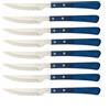 SanheKit Set di coltelli da bistecca, manico in legno di paka blu, design ergonomico, coltello da carne seghettato, coltelli da cena affilati (8 pezzi blu)