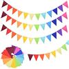 MFCGHXR 48 Pezzi Bandierine Triangolari Colorate,Bandierine in Feltro Color Arcobaleno,Bandierine Bandierine Fiesta,Bandierine Colorate Cameretta,Bandierine Compleanno (12 Colori Dell'Arcobaleno)