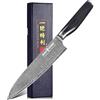 Kitory coltello chef kiritsuke da 20 cm, coltello professionale da cucina in acciaio damasco 67 strati 10Cr15CoMoV con manico ergonomico in legno nero