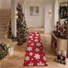 PureCozy Tappeto natalizio per corridoio 60 x 240 cm, con fiocchi di neve, lavabile, tappeto rosso, tappeto lungo, antiscivolo, morbido, per cucina, camera da letto, comodino, decorazioni natalizie