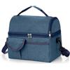 Lkw Ogechi Borsa Da Pranzo Isolata Per Pranzo Isolata a Doppio Strato 8.4 Litri, Borsa Termica Porta Pranzo con Portabevande e 2 Scomparti Cerniera, Borse da Termica con Tracolla Regolabile, Blu Navy
